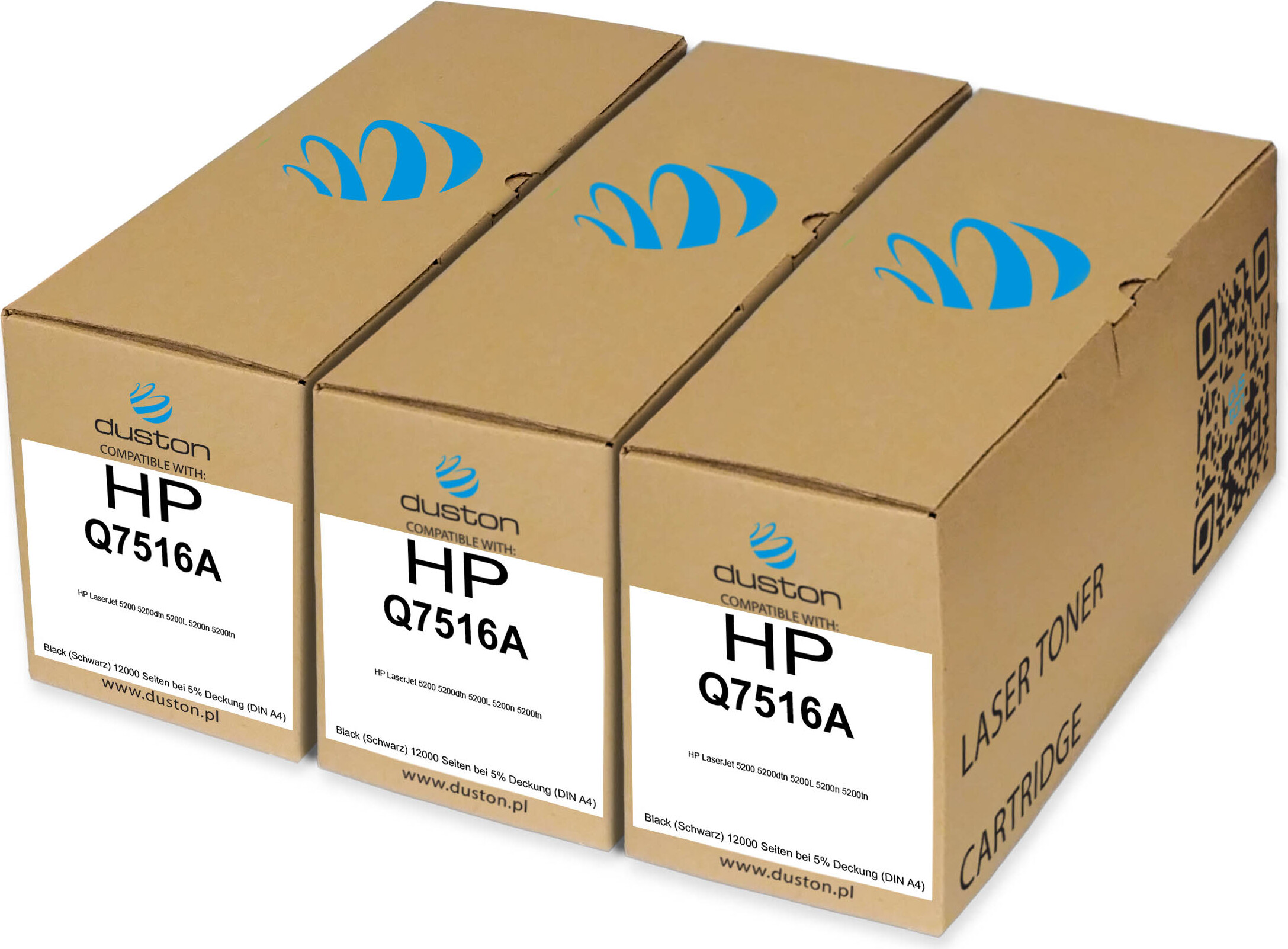 3x Q7516A, 16A Tonerová tlačová kazeta čierna kompatibilná s HP LaserJet 5200 5200dtn 5200L 5200n 5200tn