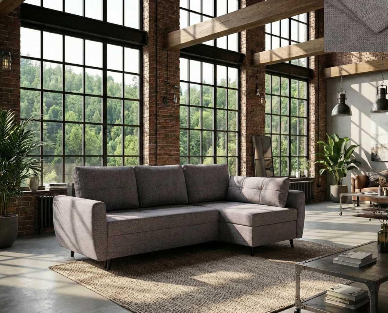Ecksofa SINDIA Nordelo mit Schlaffunktion und Bettkasten Universal L/R 246 cm Stoff GLOW 20 DUNKELBRAUN ECKC-SIND-GLOW-20