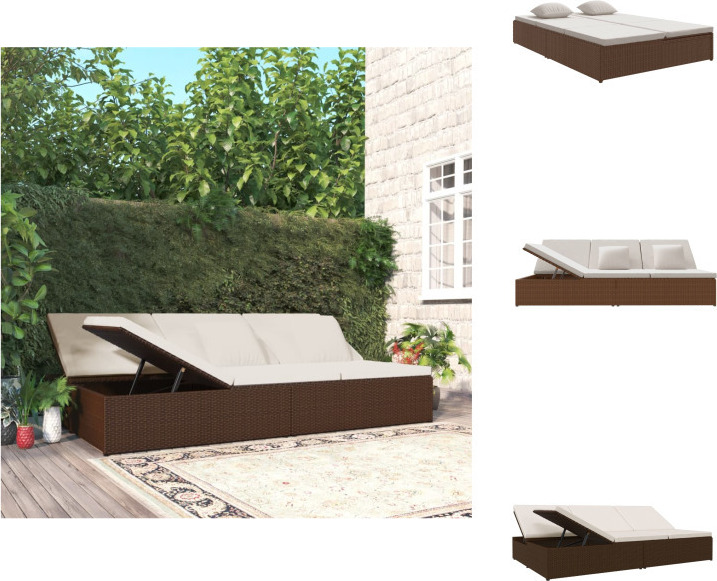 vidaXL Lehátko s vankúšmi z polyratanu hnedé - Záhradné lehátka