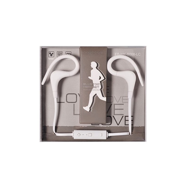 Bluetooth v uchu Jogging športové slúchadlá Earhook Stereo slúchadlá 3,5 mm biele s mikrofónom pre mobilný telefón iPhone Samsung Sony Huawei