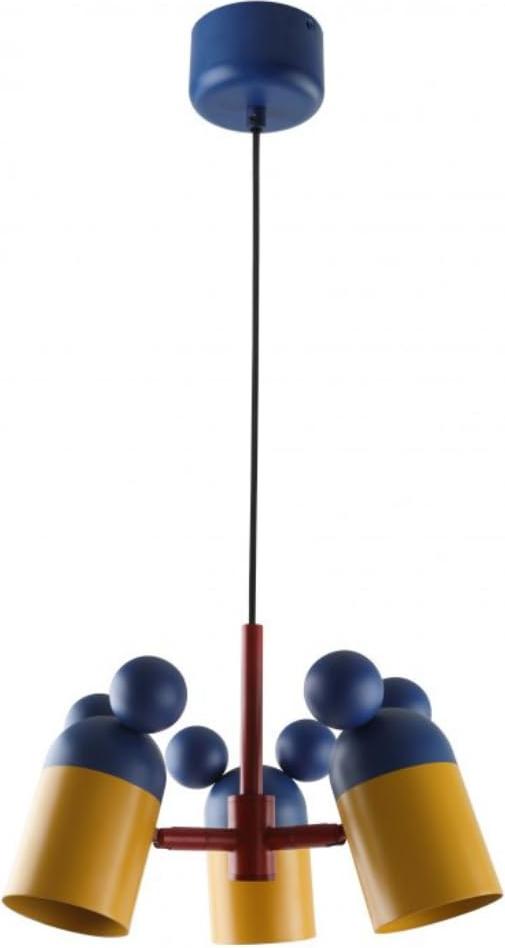 GTV - Pendelleuchte MOUSE - max.250V, 50/60Hz, 3*E27, max.25 W, IP20, durchschnittlich 30 cm, marineblau/gelb - Deckenleuchte OS-MOUS-27-DEC