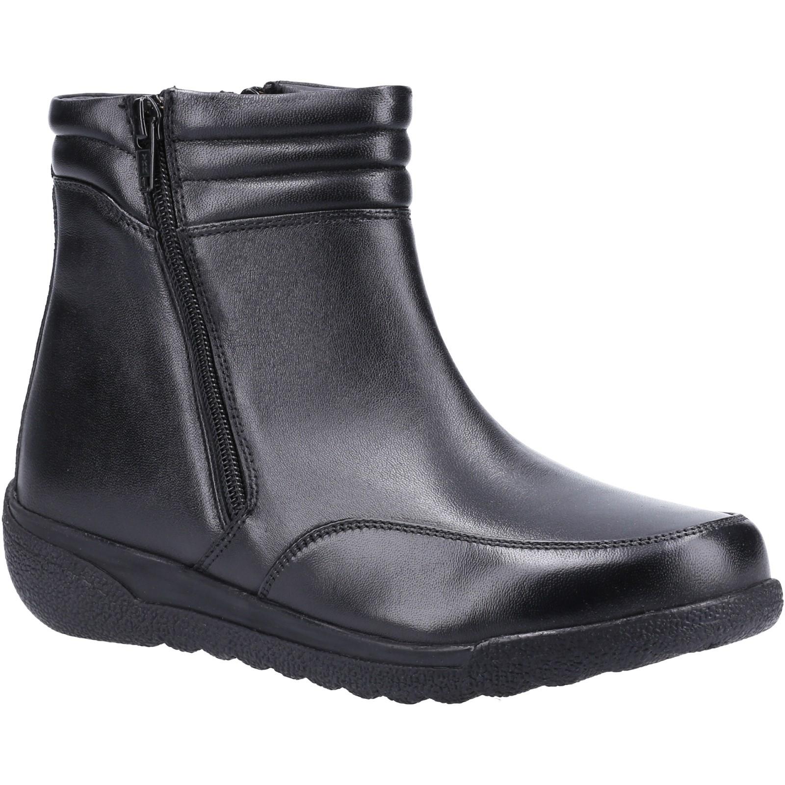 Fleet & Foster - Dámske členkové topánky "Morocco", dvojitý zips, kožené FS8171 (36 EU) (Čierna)