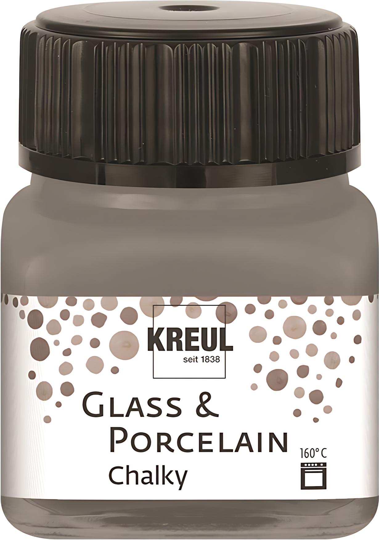 KREUL 16200 - Vetro & Porcellana Classico Bianco Crema, in Barattolo da 20 ml, Vernice Brillante a Base d'Acqua per Vetro e Porcellana, a Rapida Essiccazione, Coprente