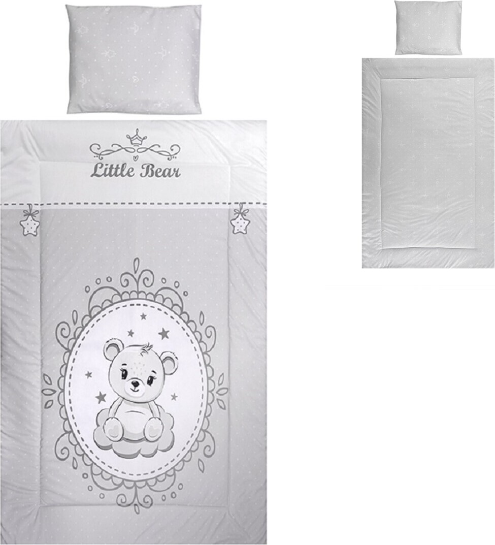 Lorelli Kinderbettwsche 3-teilig, Decke 140 x 95 Kissen 43 x 35 Laken 150 x 100 grau hellgrau 10420015903