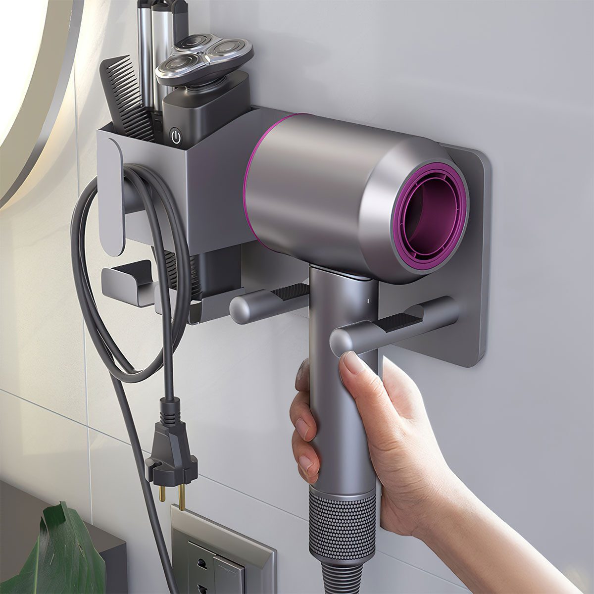 Welikera Haartrocknerhalter, wandmontierter Haartrocknerhalter Haartrocknerhalter KAUF-INTT-BH160-13