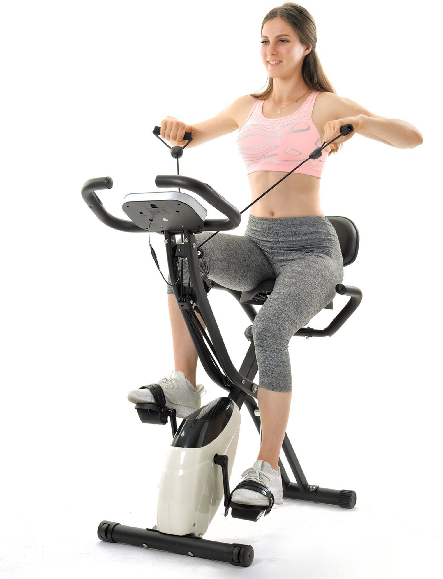 Fortuna Lai X-Bike, X-Rider Basics, cyklotrenažér, 10 úrovní odporu, LCD displej vrátane 2 odporových pásov, skladací bicykel, max. hmotnosť používateľa 120 kg, meranie pulzu. Hmotnosť používateľa 120 kg, meranie pulzu, čierna/strieborná farba