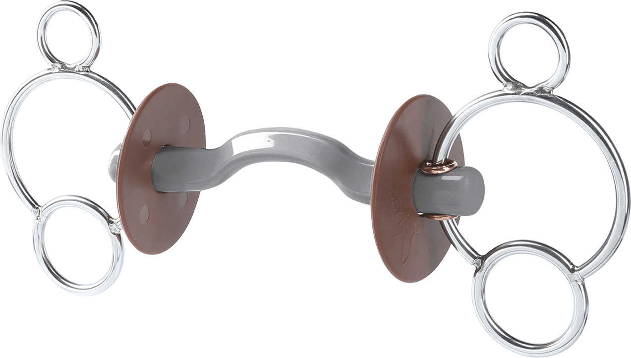 Beris Gebisse Beris Bits 3 Ring Gebiss Konnex Zungenbogen Soft 18 mm Stangengebiss 140 mm 6527711-140