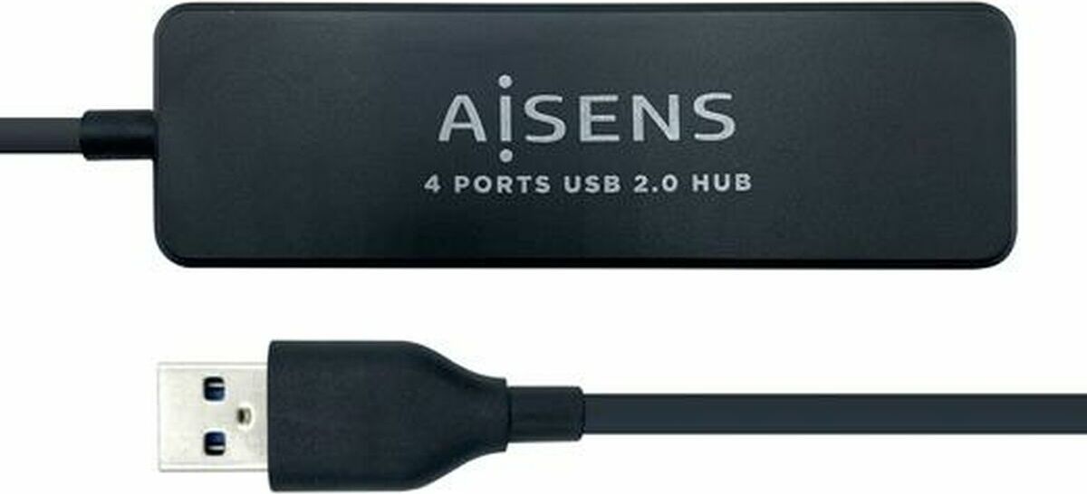 AISENS USB 2.0 rozbočovač, typ A/M - 4 x typ A/H, čierny, 30 cm