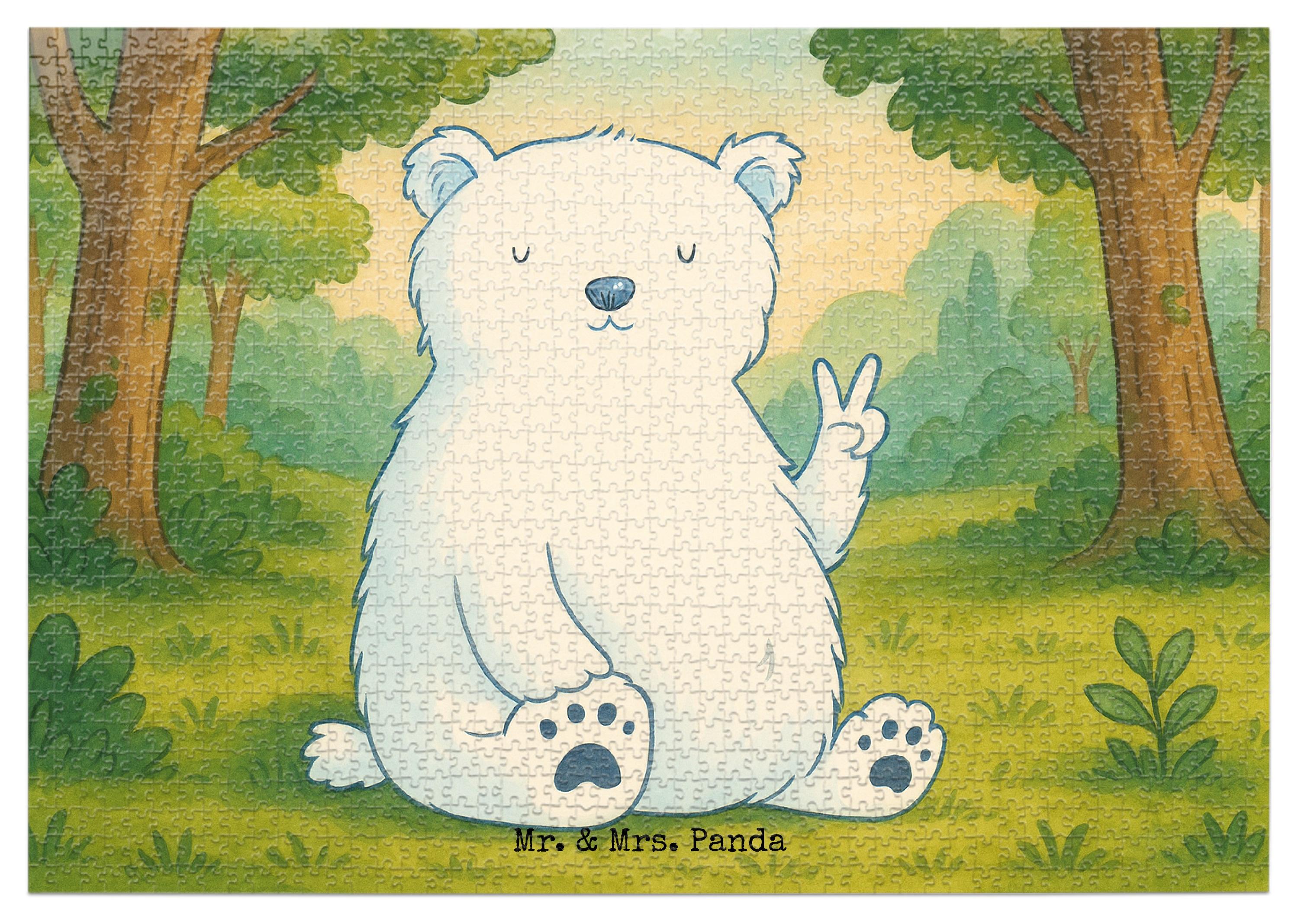 Mr. & Mrs. Panda Puzzle Eisbär Faul Design 1500 Teile - Weiß - Geschenk, Legespiel, Bürojob, 300, Geduldspiel, 1000, 500, Teddy, Nordpol, Büro, Homeoffice, Entspannen PD-1922169-STANDARD