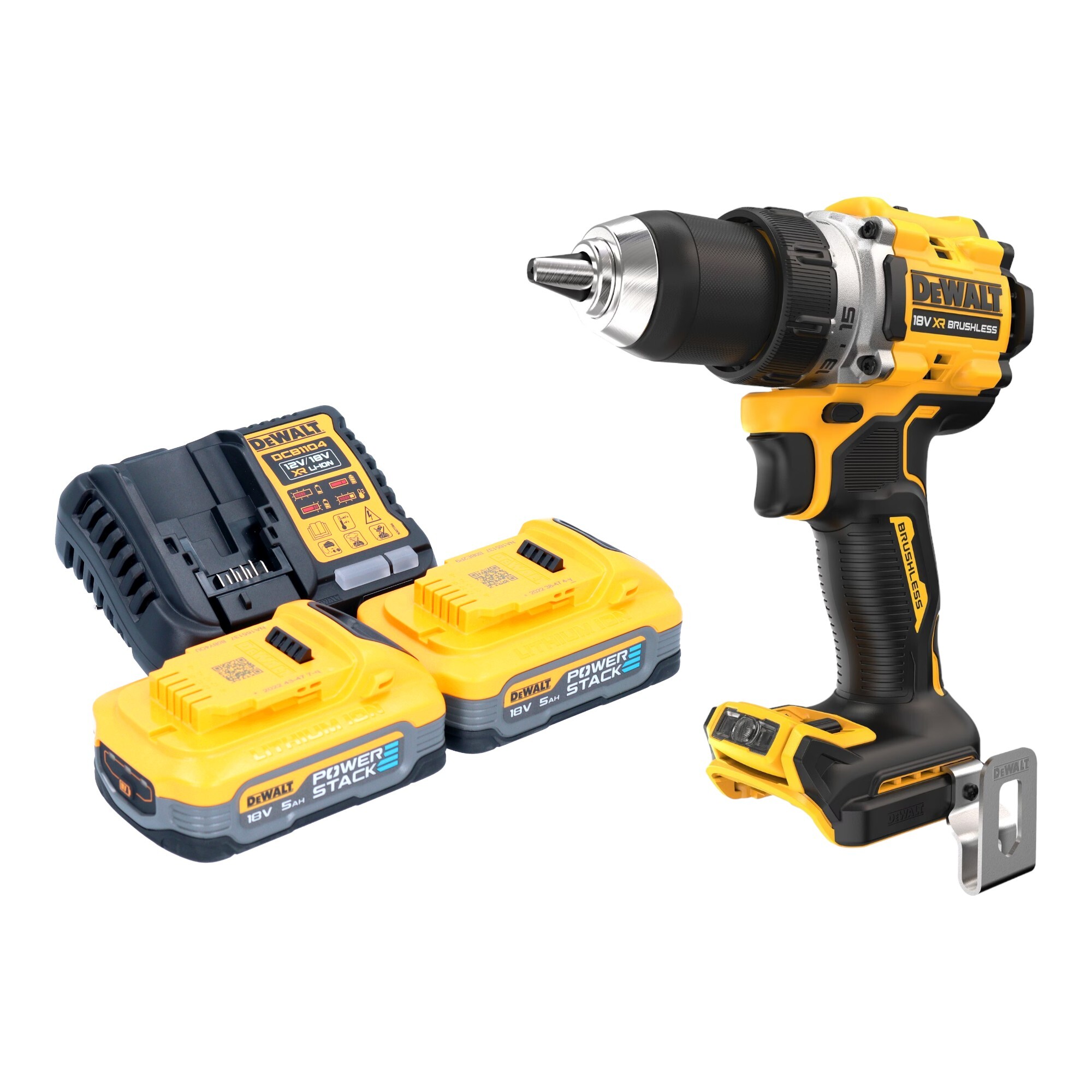 Akumulátorový vŕtací skrutkovač DeWalt DCD 800 H2 18 V 90 Nm + 2x akumulátor Powerstack 5,0 Ah + nabíjačka