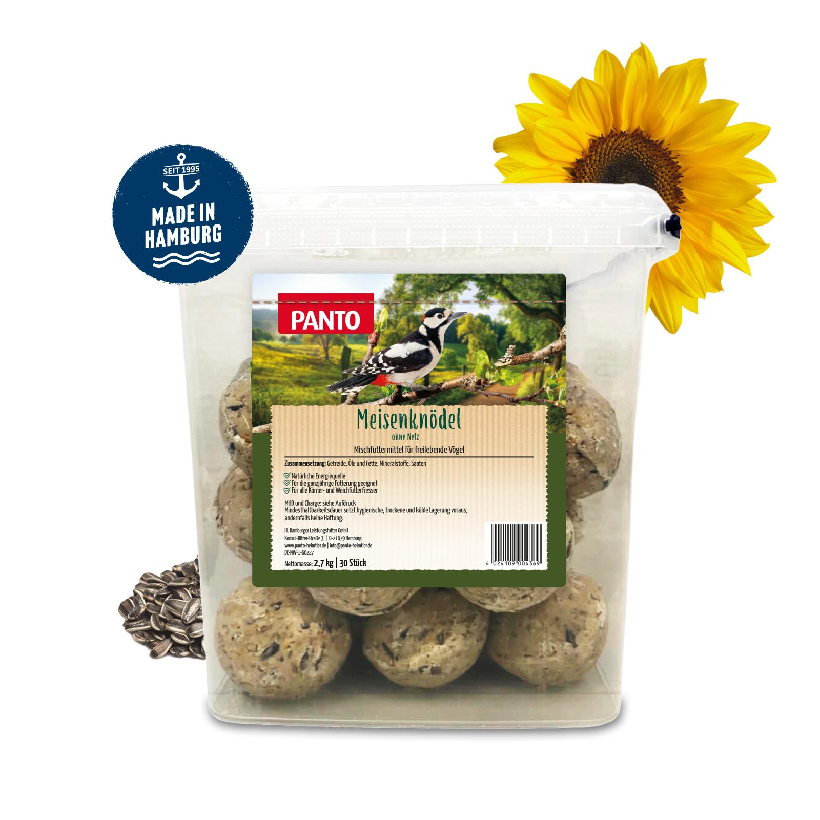PANTO Meisenknödel ohne Netz 30er - für Wildvögel, Winterfutter mit Sonnenblumenkernen