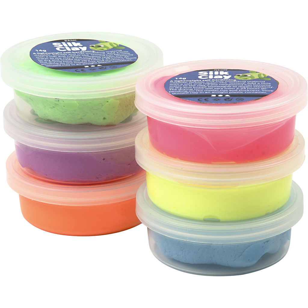 Silk Clay® Modelliermasse Set - Neonfarben - 6 x 14 g 79140
