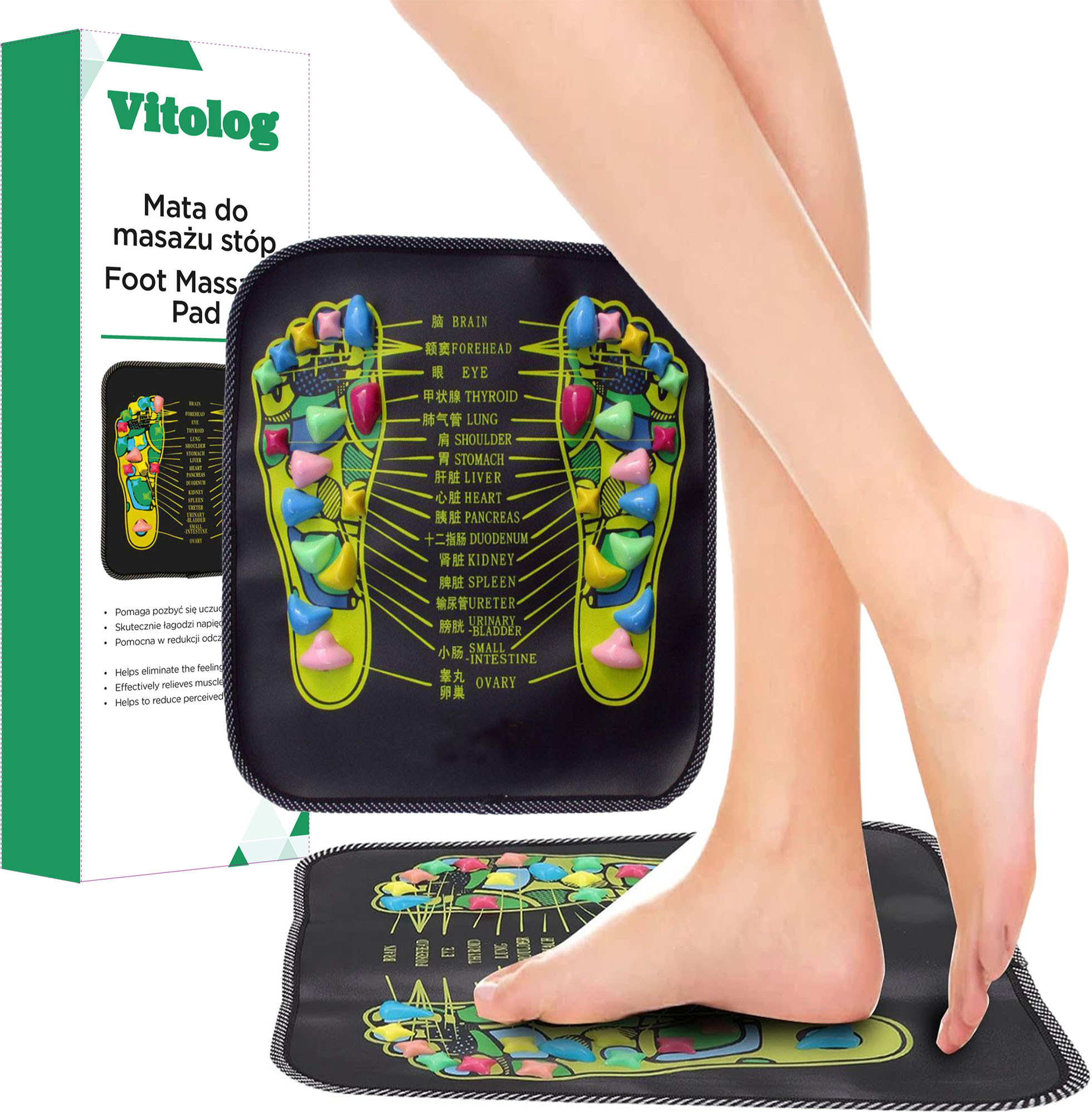 Vitolog Akupressur Fußmatte zur Schmerzlinderung und Stressreduktion