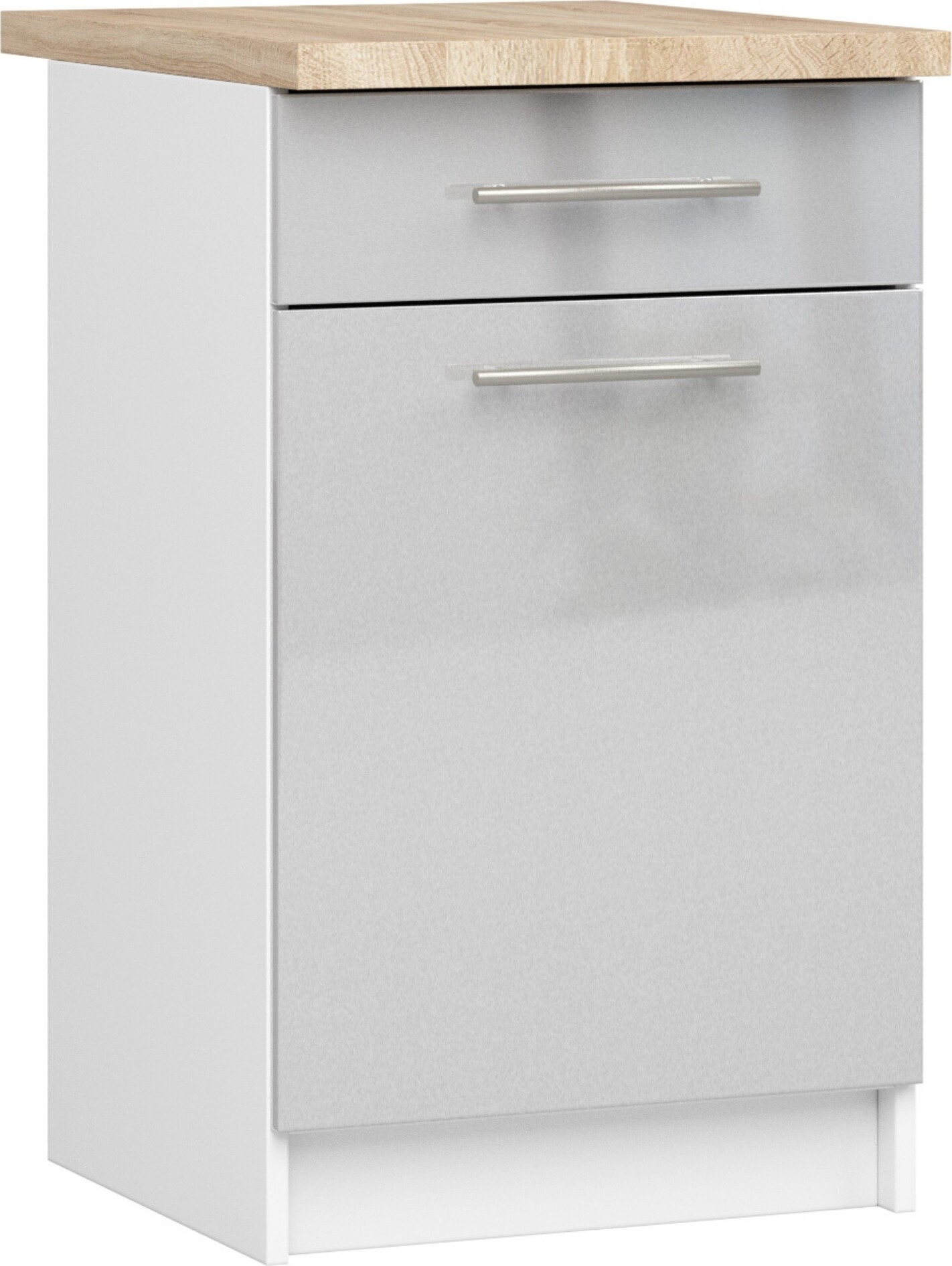 Küchenschrank AKORD OLIWIA S50 Weiß 50 cm Metallisch Glanz B50 x H85 x T46 cm KS0POLIBIAMETPOLS5005