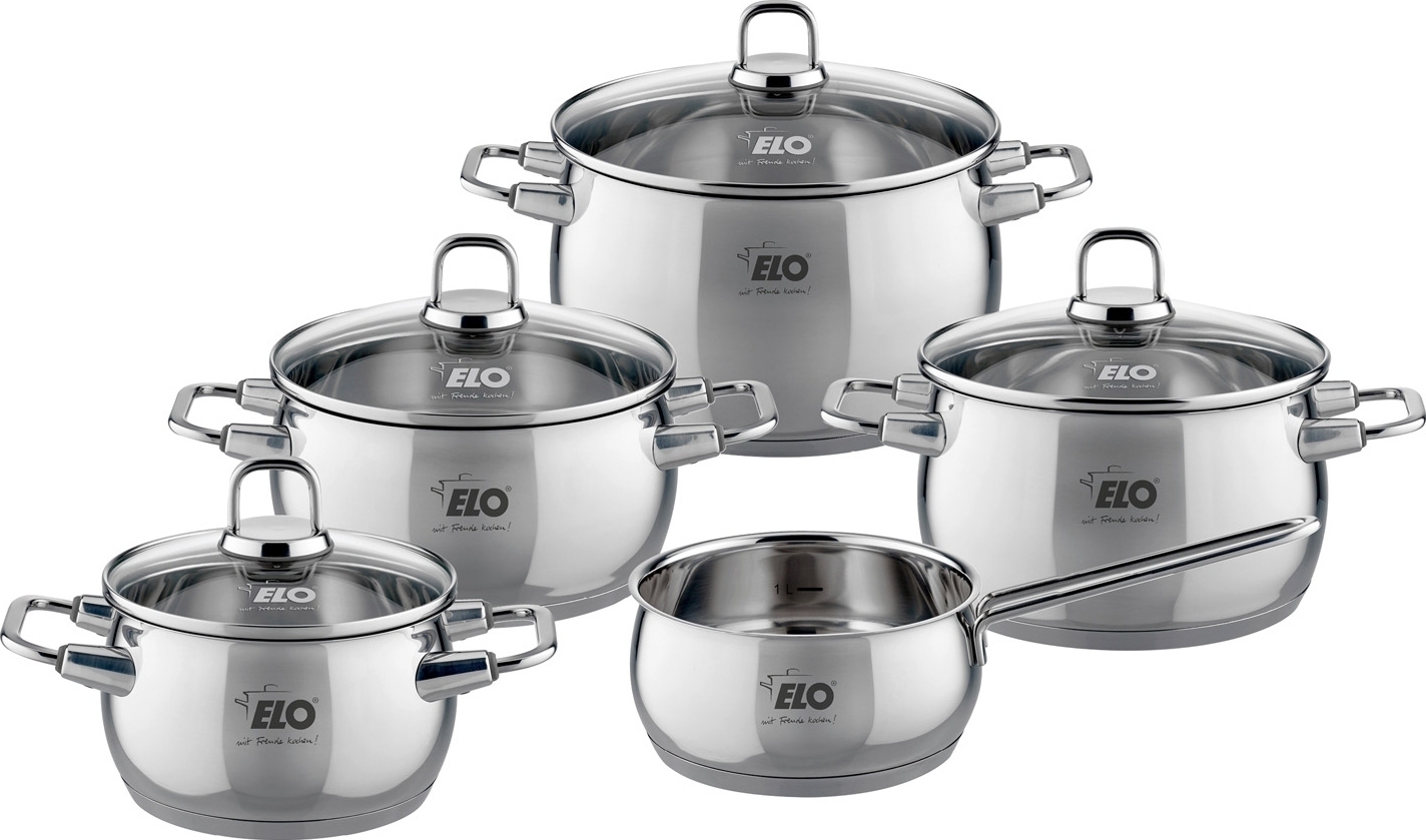 ELO Stahlwaren GmbH Kochtopf-Set 5-teilig - Edelstahl - mit Deckel 49005