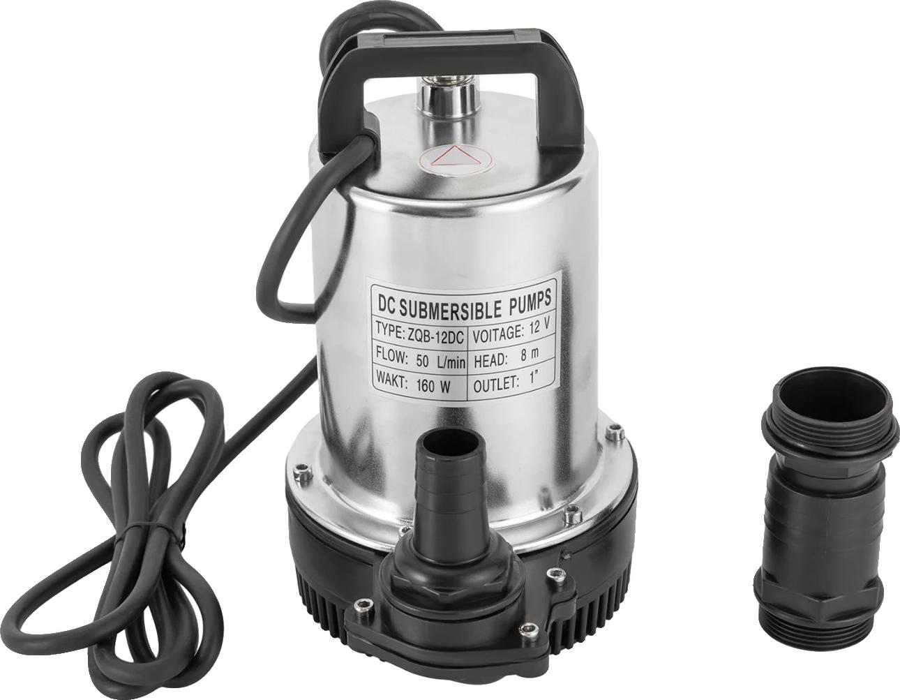 Ponorné čerpadlo, výkon 160 W, prietok 50 l/min, EÚ, 12V, strieborná