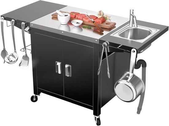 OEM Mobiler Outdoor-Küchenwagen mit Grill und Pizzatable, Edelstahl, 154cm 2026