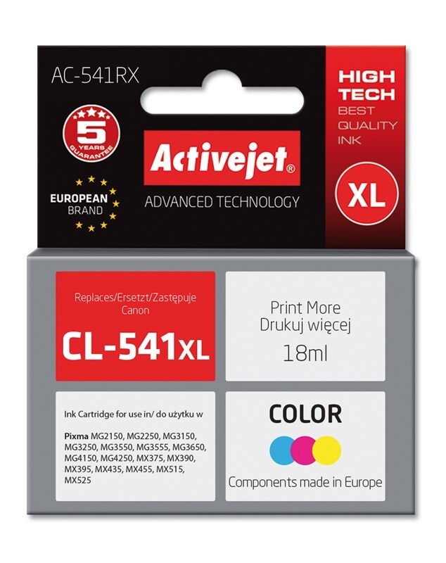 Activejet AC-541RX Ink (replacement for Canon CL-541XL; Premium; 18 ml; color)