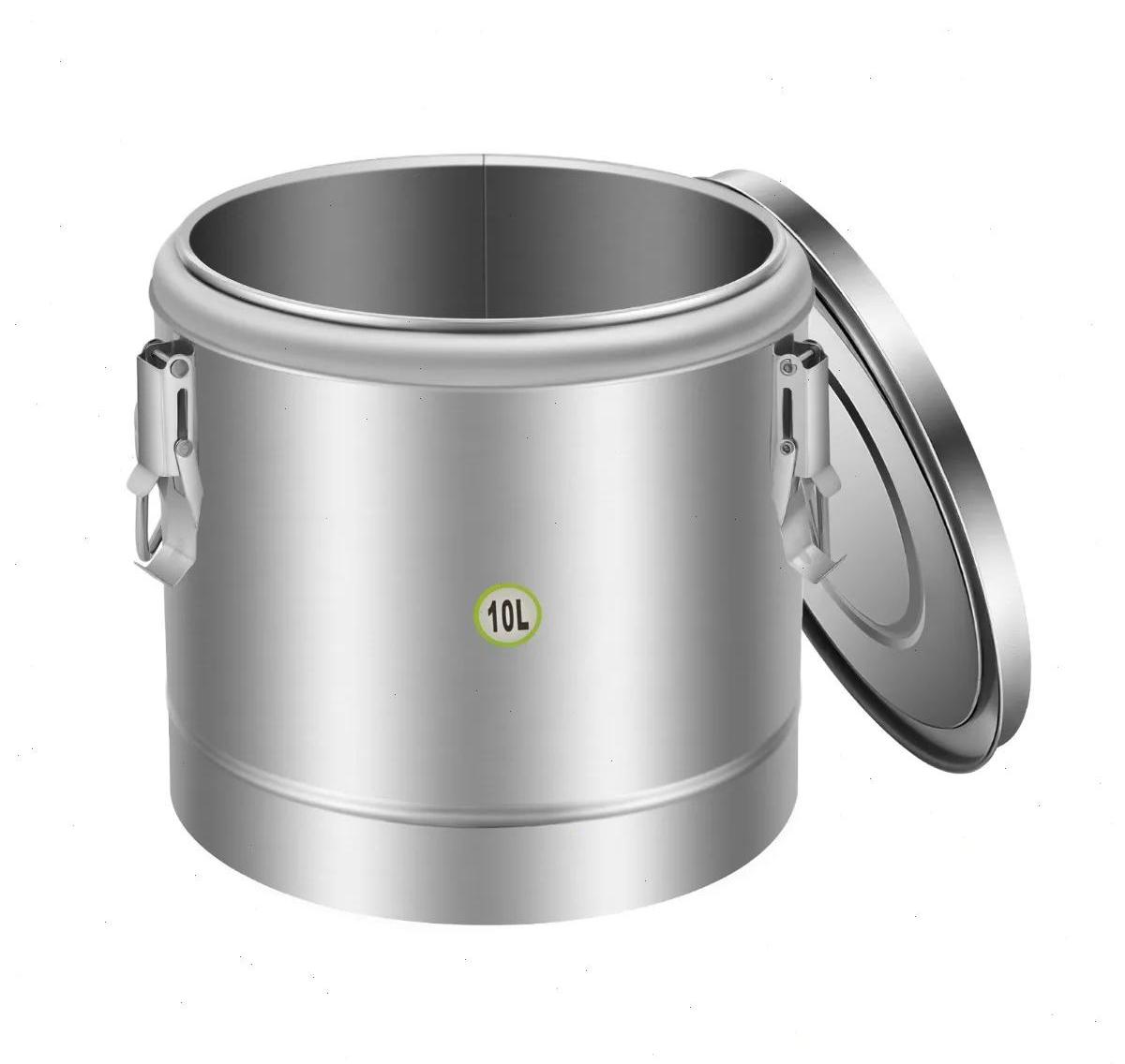 StarTech Speisenwärmer 2er Set - Gewerblicher Suppentopf 10L - 304 Edelstahl - Isolierter Behälter ohne Hahn - Warmhaltezeit ca. 12 h - Rund - Silber