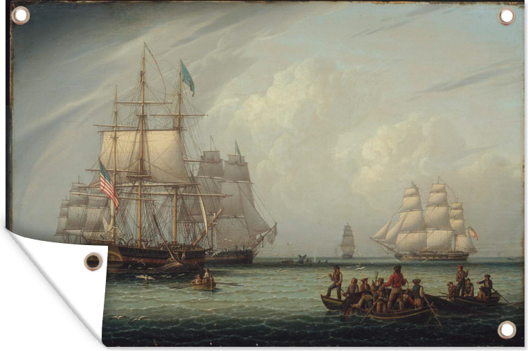 MuchoWow® 60x40 cm Outdoor-Poster Gartendeko Sichtschutz Garten Poster für den Garten Südsee-Walfang I - Gemälde von Robert Salmon 133|167708339