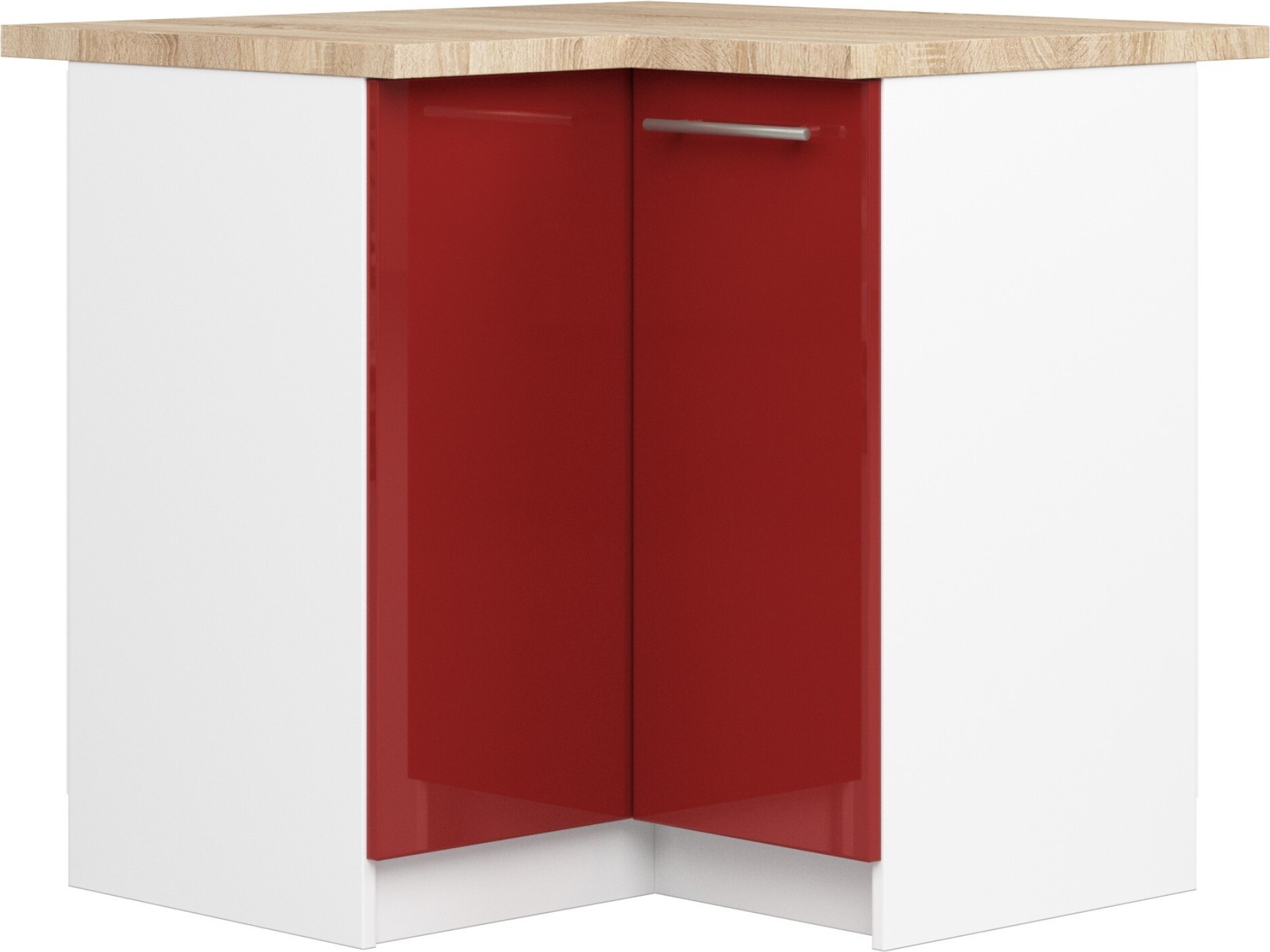 Küchenschrank AKORD OLIWIA S90 Weiß 90 cm Front Rot Glanz B90 x H85 x T46 cm KS0POLIBIACZERPOL010