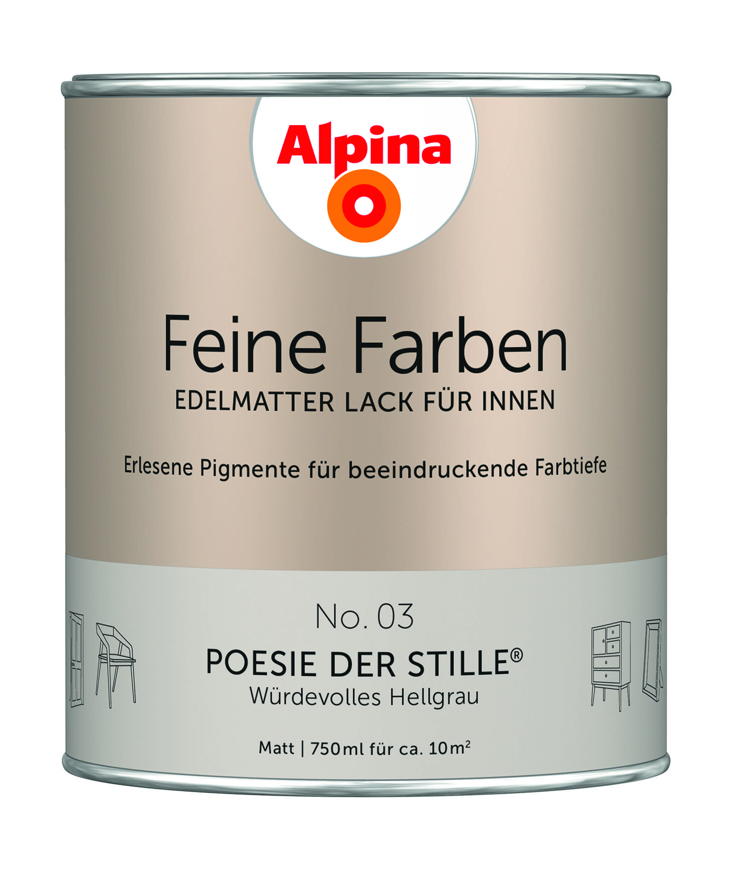 Alpina Farben Alpina Feine Farben Lack Poesie der Stille würdevolles hellgrau 750 ml 984091