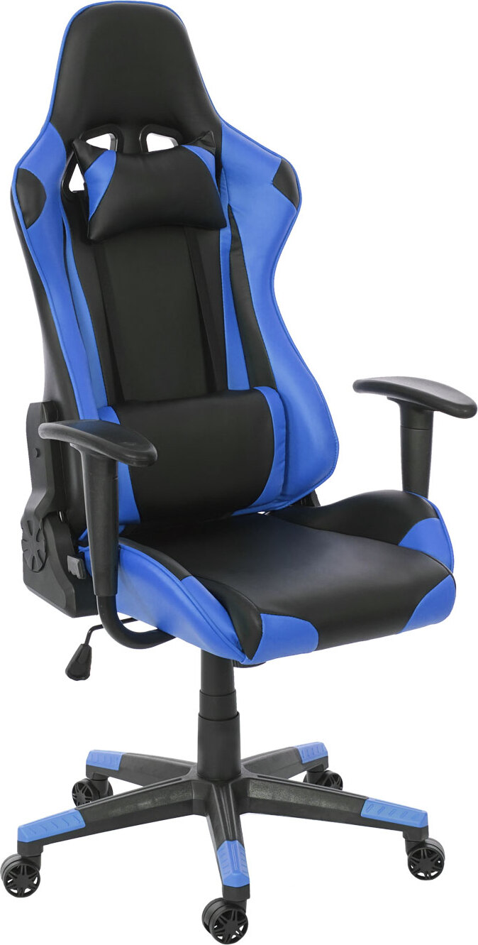 Kancelárska stolička HWC-D25, kancelárska stolička herná stolička kancelárska stolička, 150 kg nosnosť Imitácia kože ~ čierna/modrá