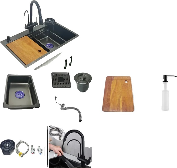 Nano Küchenspüle, Edelstahl, mehrere Größenoptionen, 75x46cm D