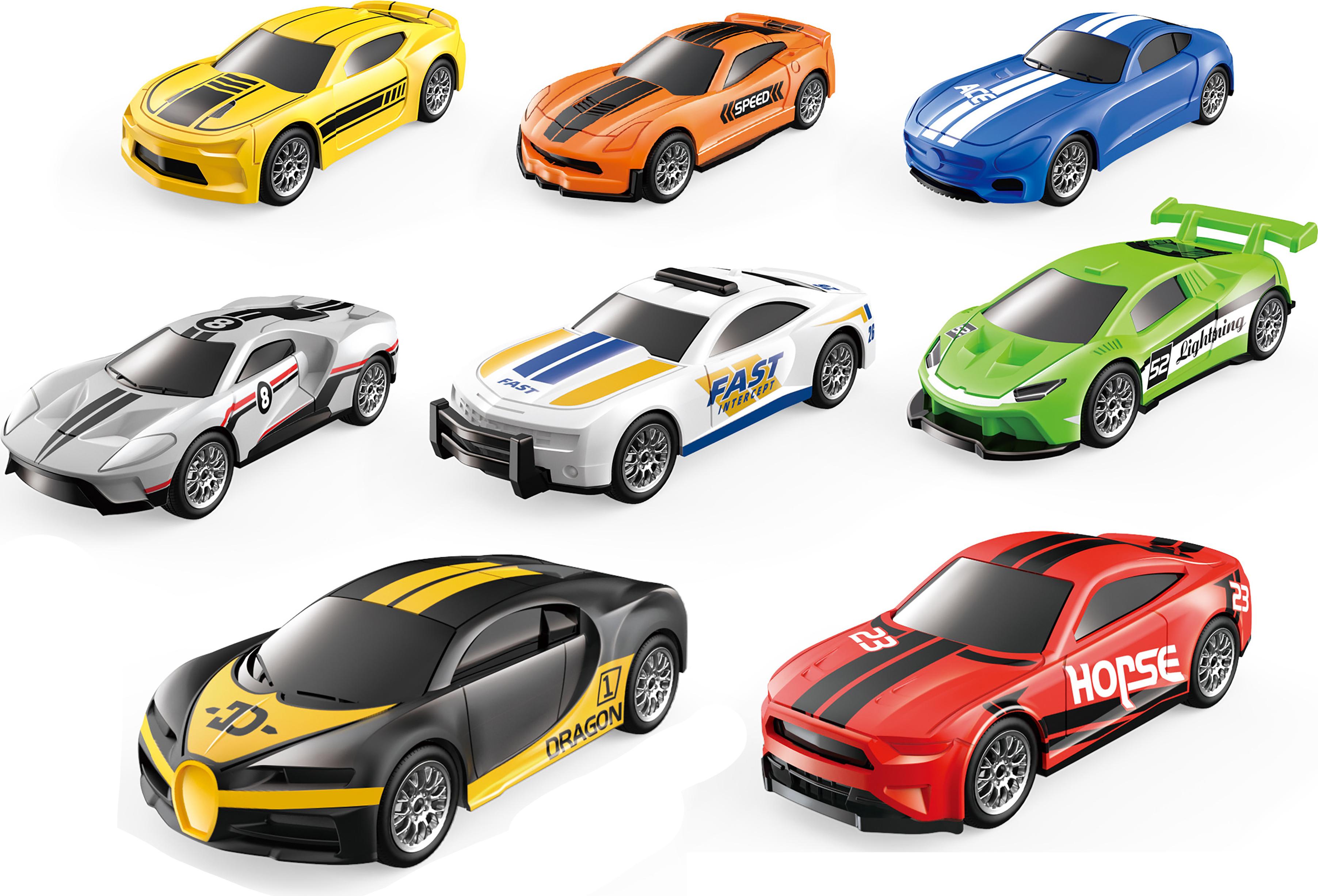 Wiky Rückzug-Rennwagen, 4 Stück, 7 cm