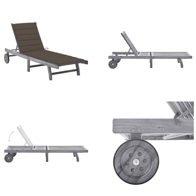 vidaXL Lehátko s vankúšom sivé akáciové masívne drevo - Lehátko - Lehátka - Drevené ležadlo - Drevené ležadlá