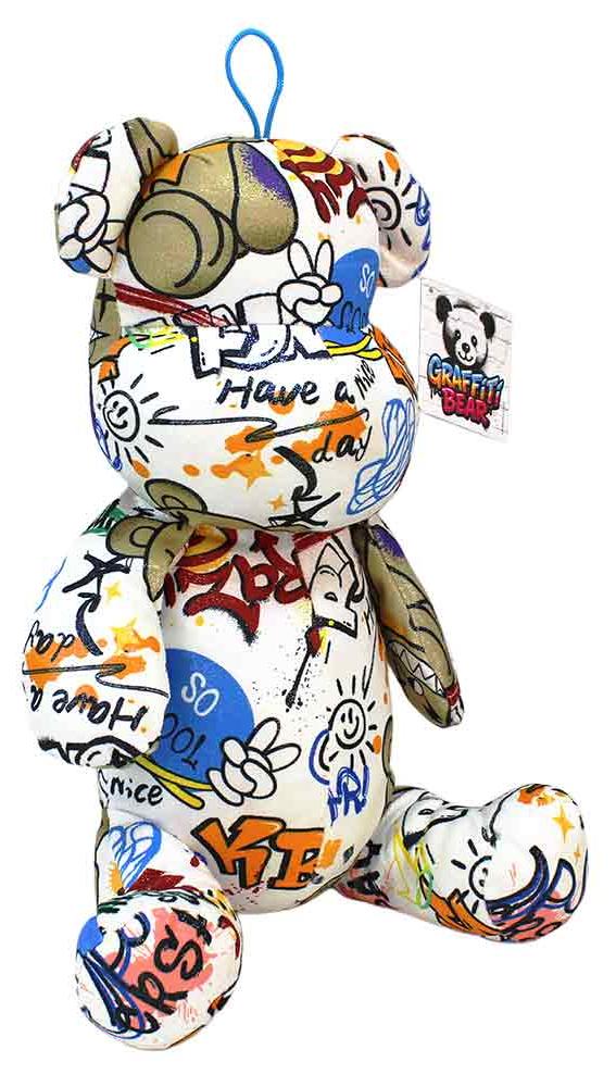 PMS Graffiti Teddy weiß "Have a nice day" - ca. 32 cm