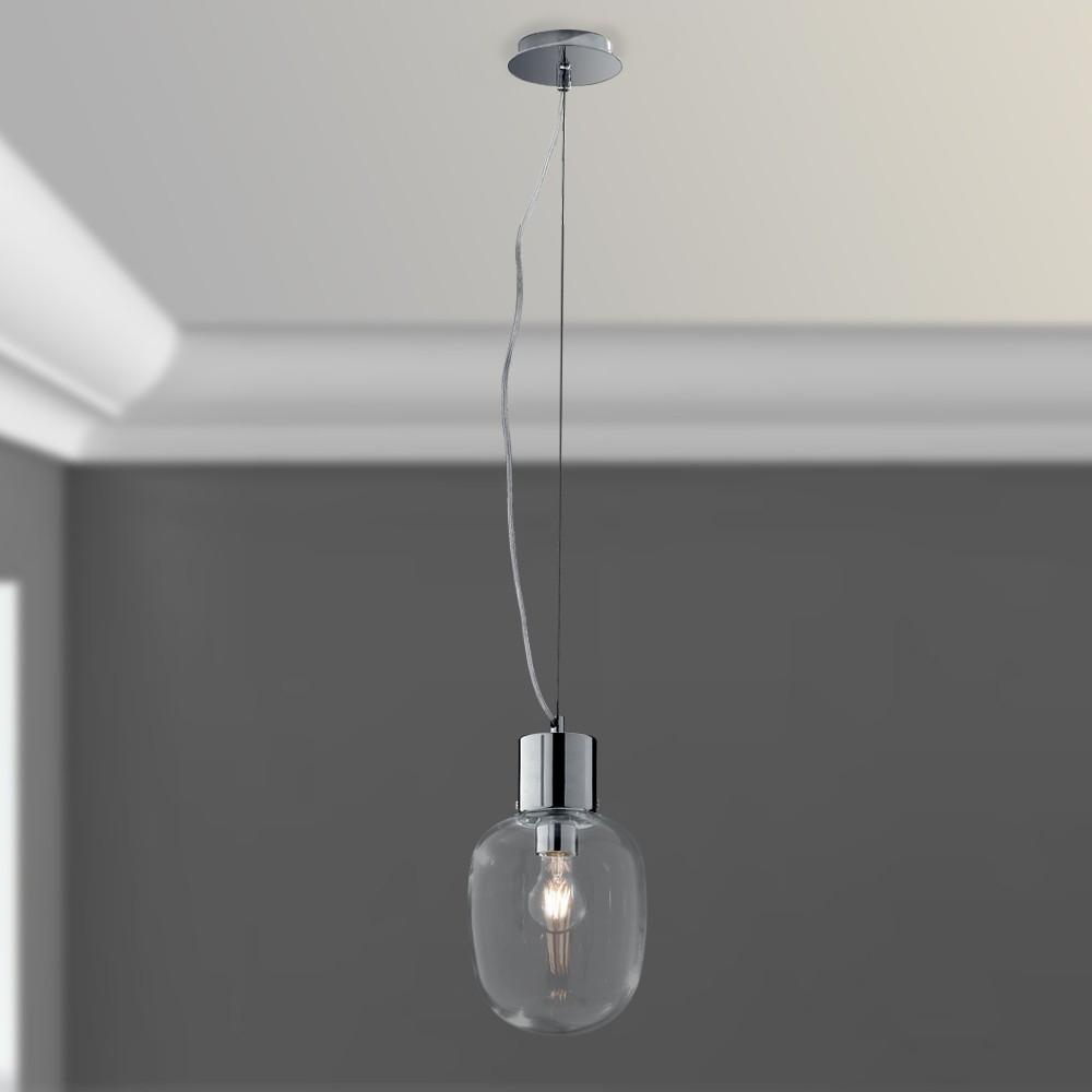 Aigostar FELLINI-Hängeleuchte aus verchromtem Metall mit 18 cm Glasdiffusor.