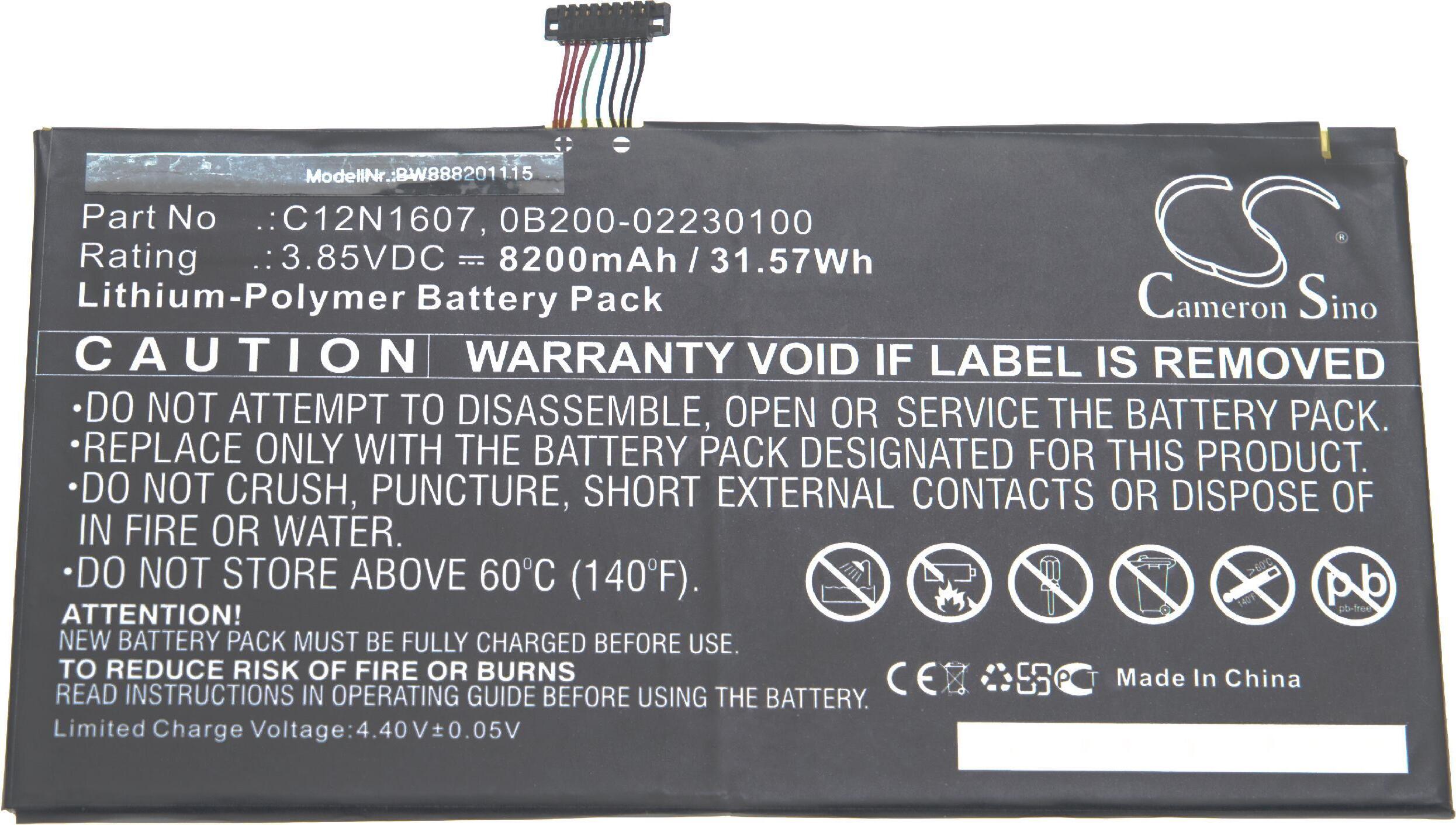 vhbw Akku kompatibel mit Asus Transformer Mini T102HA, Transformer Mini T103H, Transformer Mini T102H Tablet Pad (8200 mAh, 3,85 V, Li-Polymer)