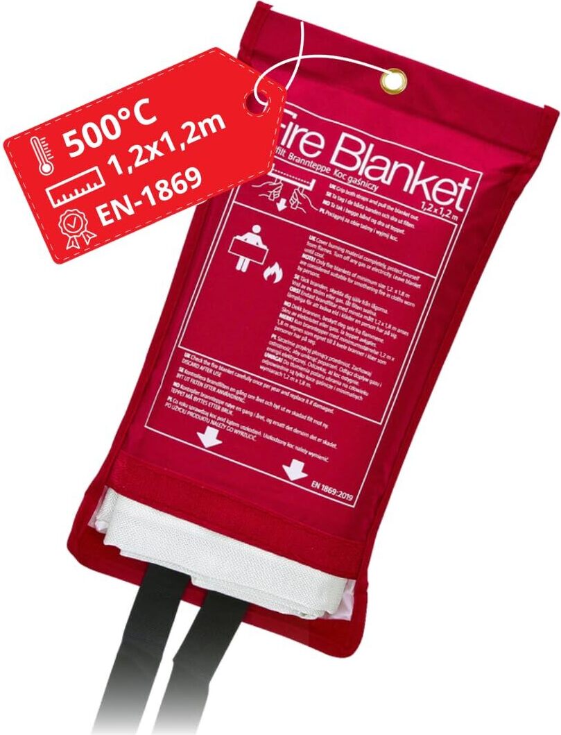 notlok Safety Work - Löschdecke [ 120 x 120cm ] | Brandschutzdecke geeignet für Fettbrände | Feuerlöschdecke aus Glasfasergewebe K-koc_013983