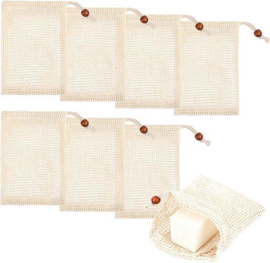Famanu Seifensäckchen aus Sisal und Baumwolle, 8er Set, beige