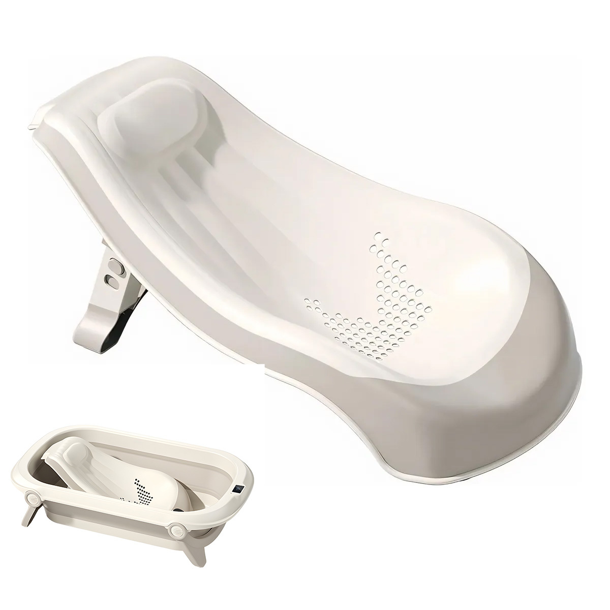 Novzep Baby Badewanne Faltbar, babybadewanne,55.5*30.5*21cm, für Neugeborene im Alter von 0–6 Jahren,Beige KAUF-ALRI-BP502-18
