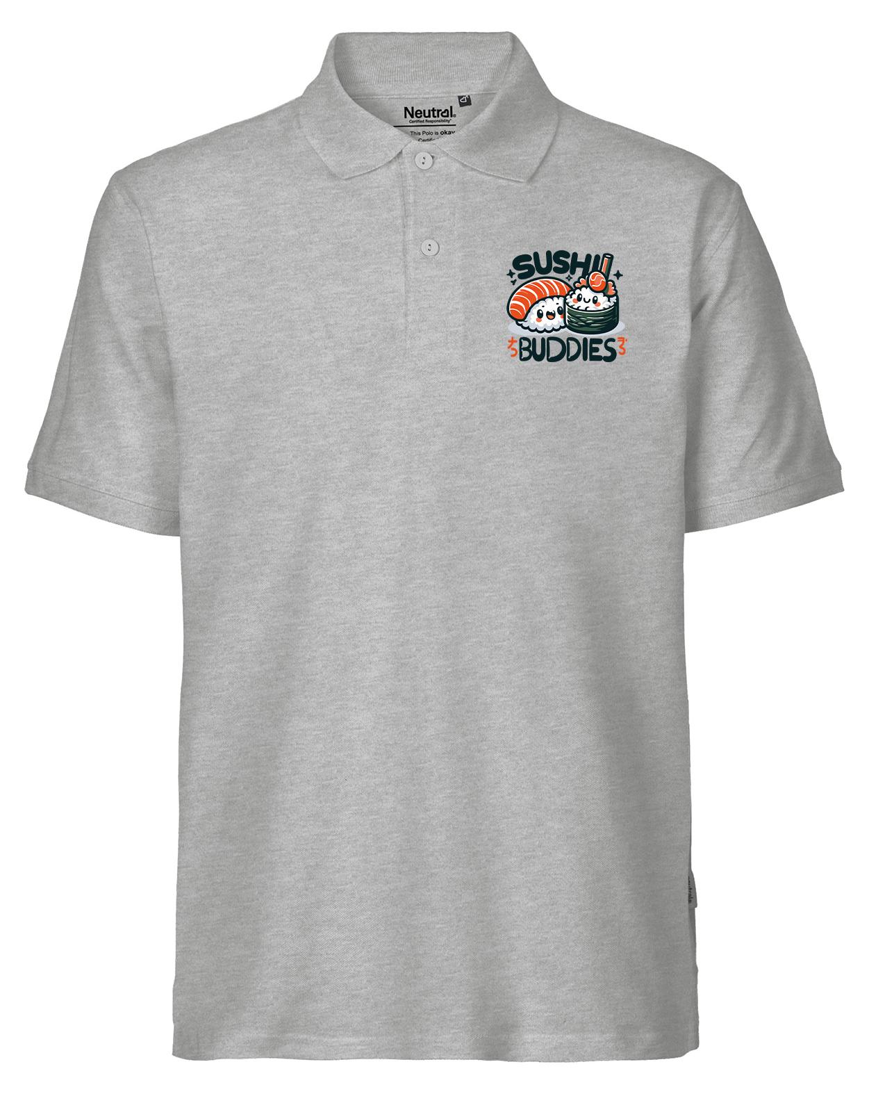 Hellweg Druckerei Huuraa Herren Polo Shirt Sushi Buddies Sushirollen M Sport Grey Bio Baumwolle Fairtrade Poloshirt Geschenkidee 6033HP-M-SGREY