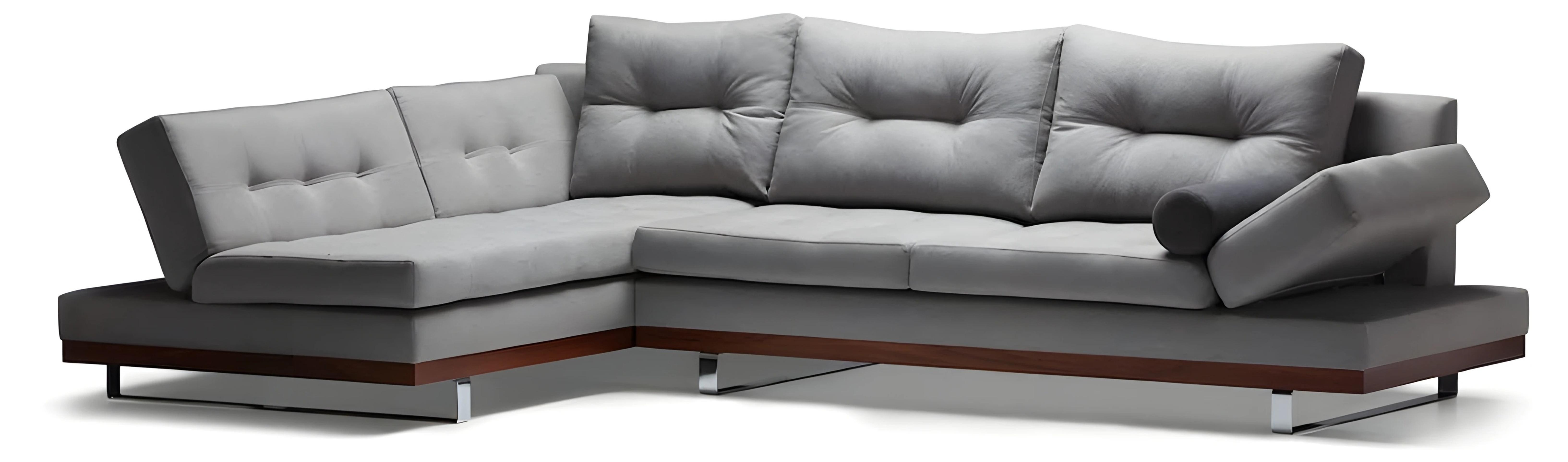 Elegantes graues Ecksofa im L-Format aus Stoff