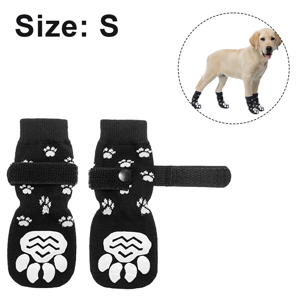 Produktbild von GYURO Hundesocken 4-seitig Rutschfest - Pfotenschutz Mit Reflektierenden Riemen