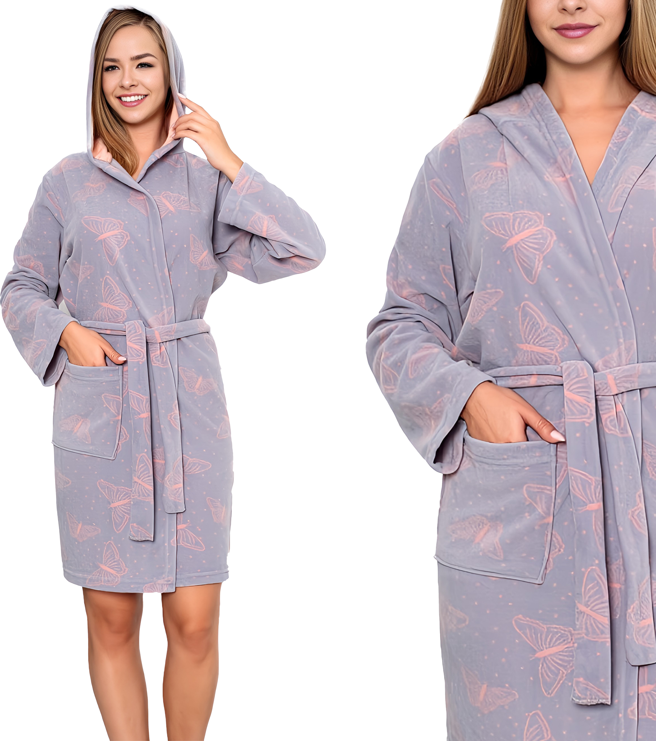 Mija Umstandsmode Morgenmantel 2067 - Stillfreundlicher Bademantel Für Schwangere