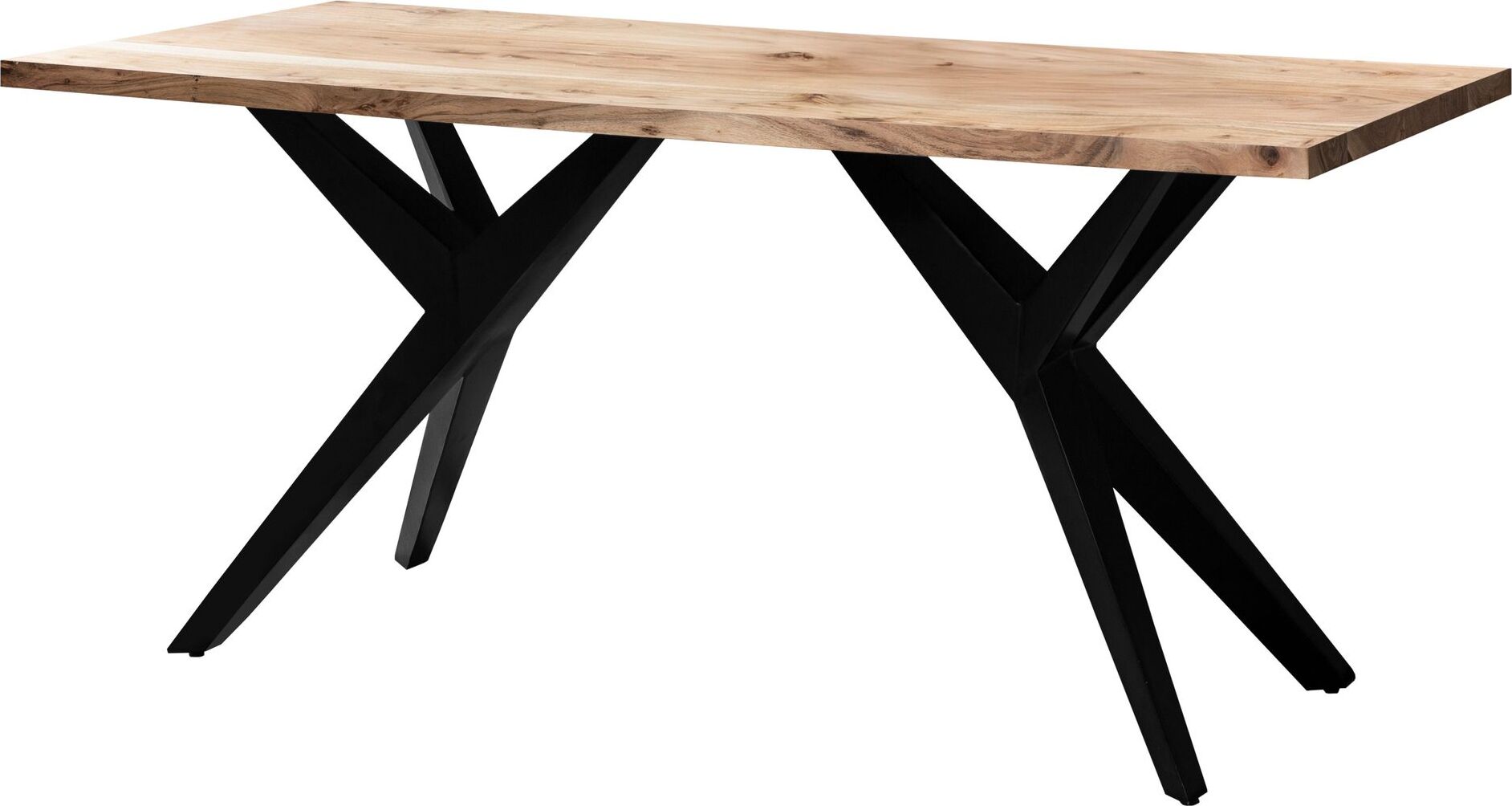 Esszimmertisch 120x60x76 cm Akazie Massivholz Metall Esstisch Loft-Style, Küchentisch mit Metallbeinen, Holztisch Industrial Klein, Speisetisch Esszimmer Rechteckig