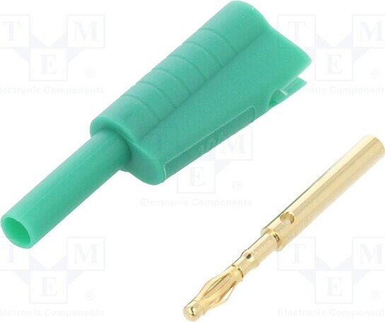 TNE 1x Stecker grün 2mm Bananen 10A 60VDC 30VAC Anschlüsse: Löten FCR7366G Bananenste _1GH_FCR7366G