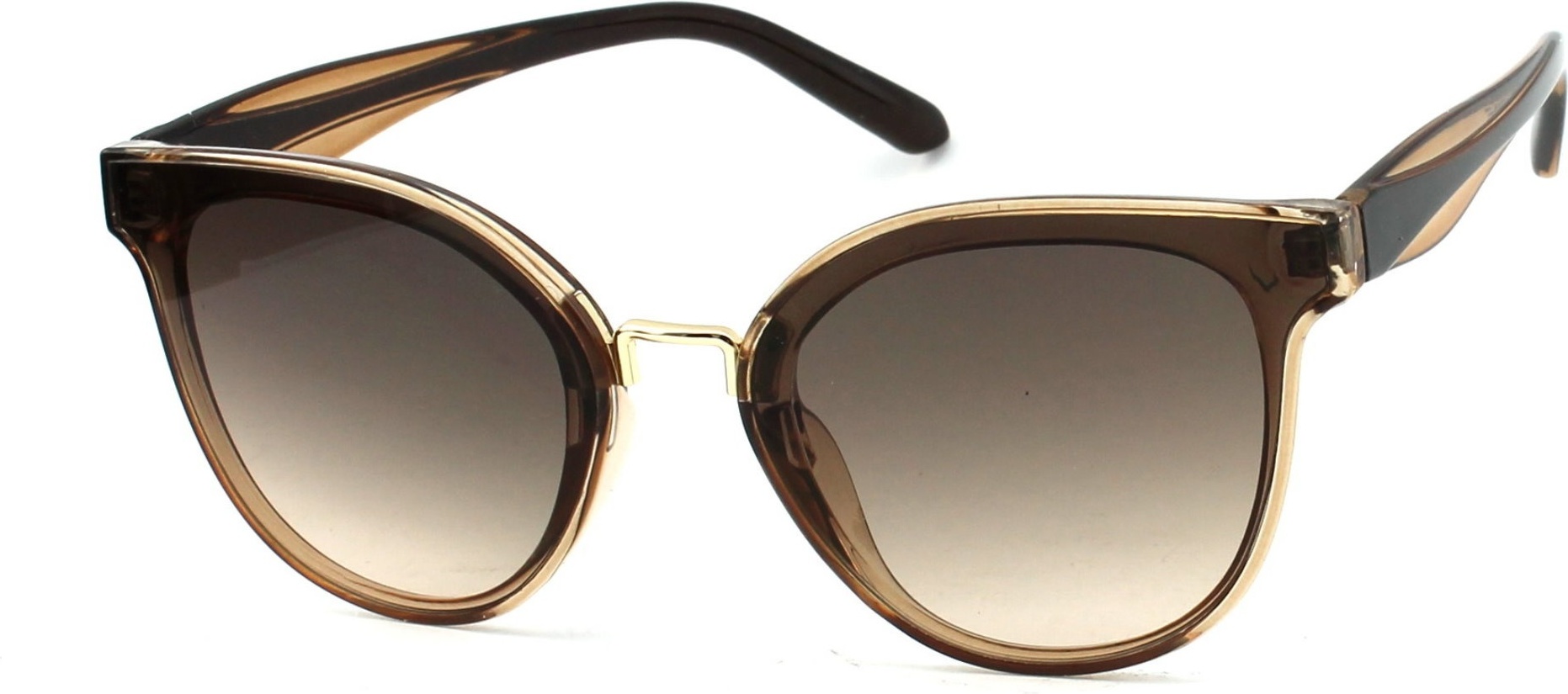 Große Sonnenbrille Cateye Damen Luxus Katzenaugen Brille Braun Getönt wertiges Oversize Designer Gestell Luxxada LX-CT68-Braun-Getönt-1