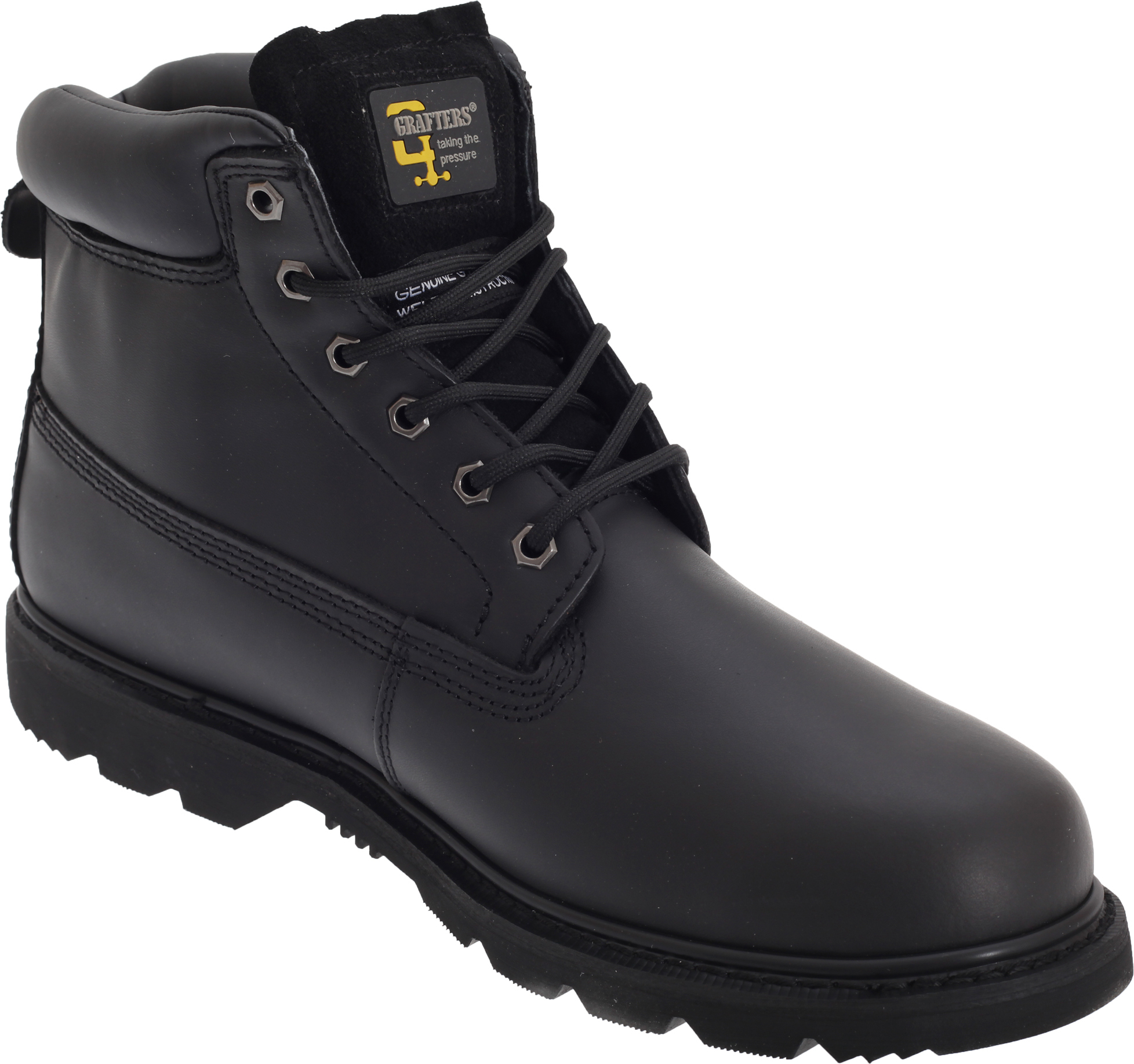 Pánske kožené čižmy / šnurovacie topánky Grafters DF553 (42 EU) (Black)
