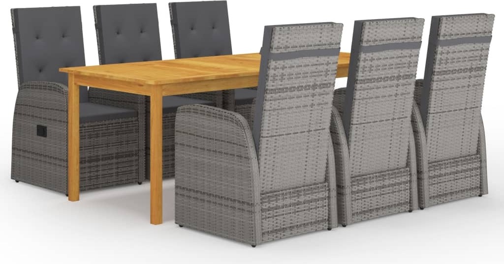 The Living Store 7 ks. Záhradný jedálenský set sivý