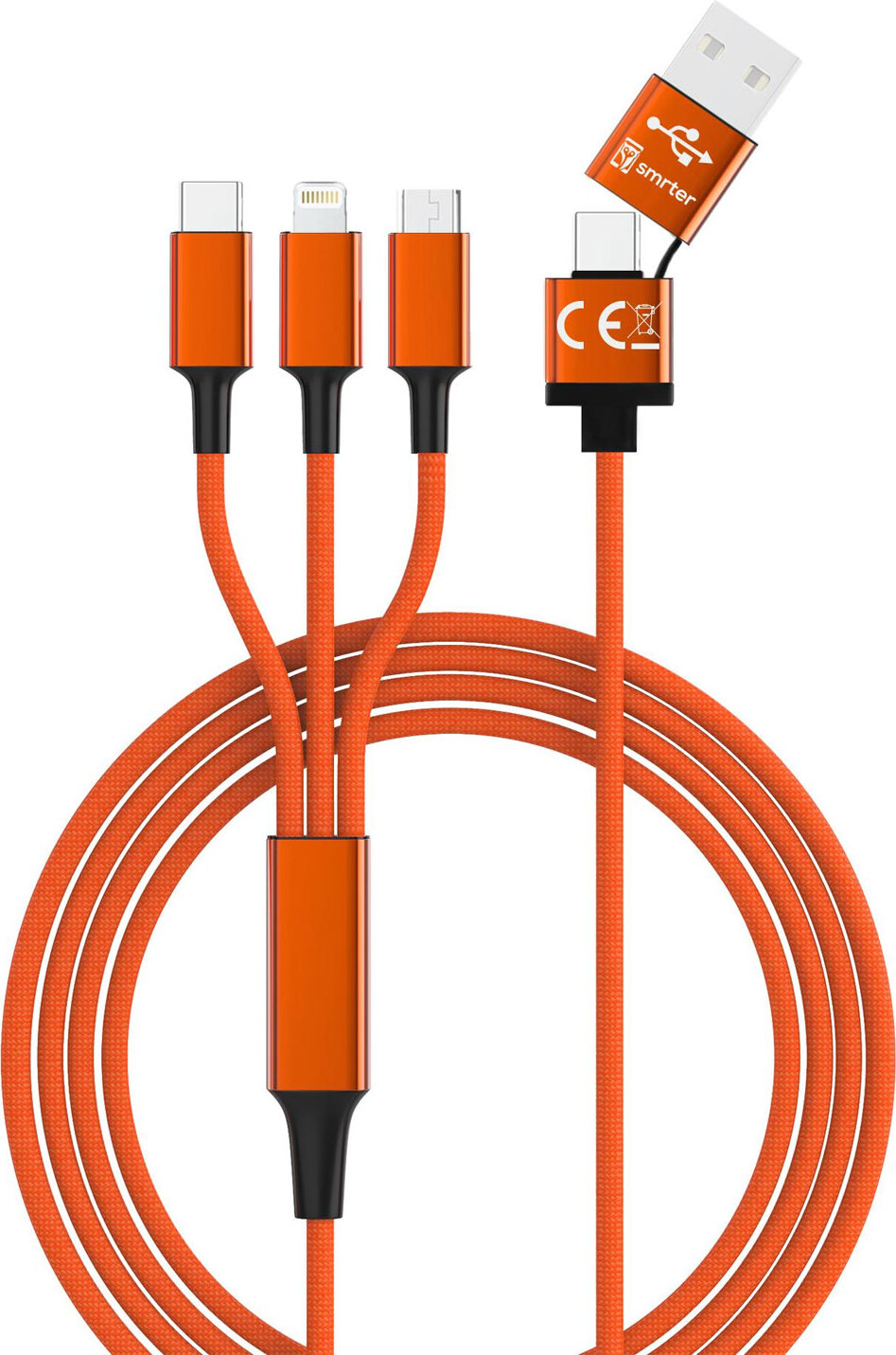 smrter Hydra ULTRA 5in1 Nylon-Ladekabel, 120cm, orange retail SMRTER_HYDRA_ULT_OR