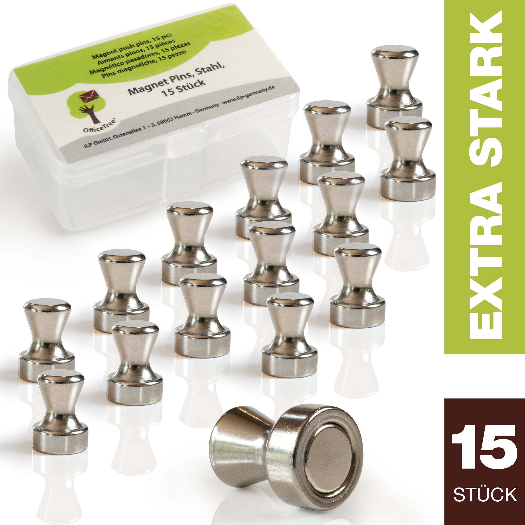 OfficeTree Magnet Pins 30 Neodym Magnet Kegel in 6 Farben Ultrastarke Haftung 