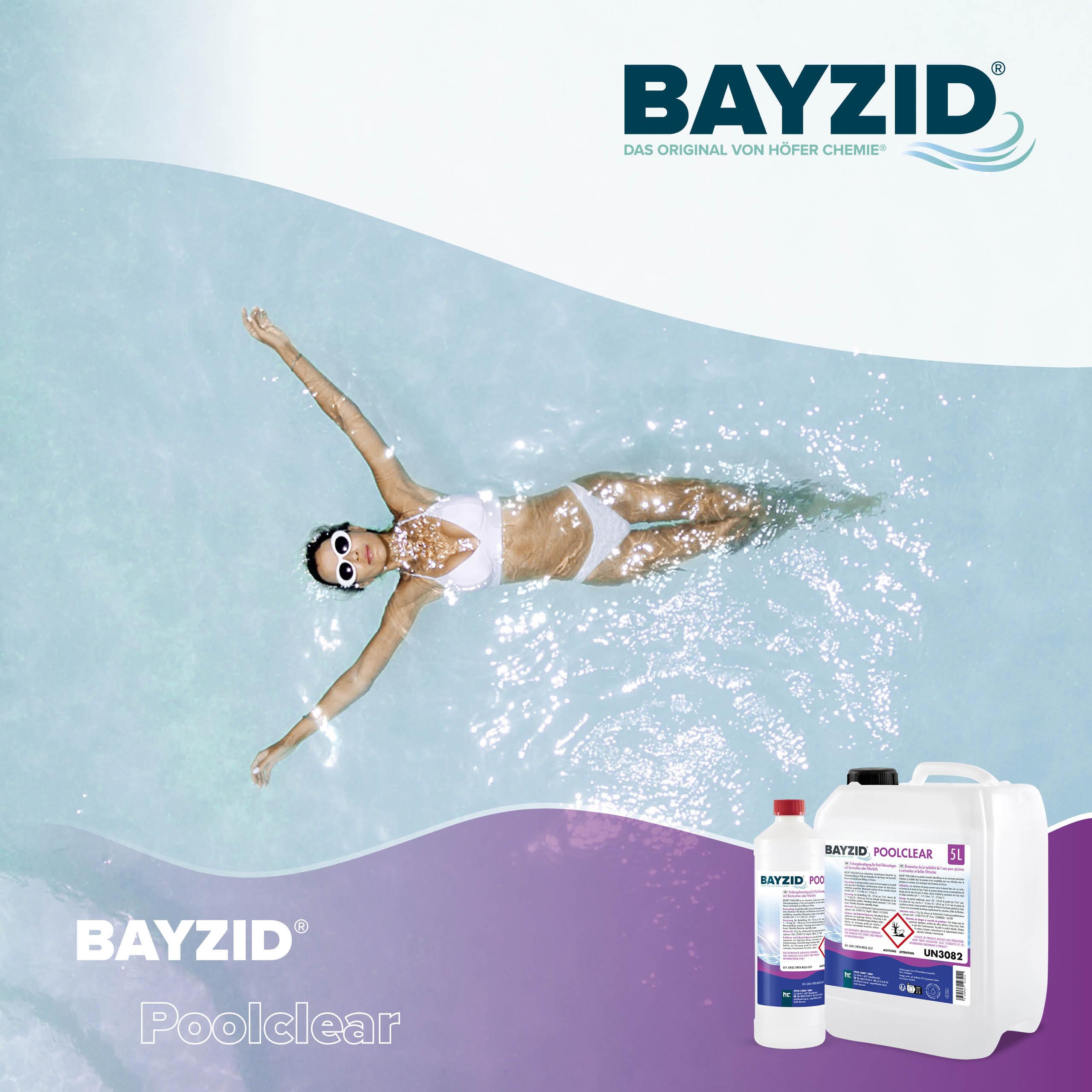Höfer Chemie 6x1 L BAYZID® Poolclear Trübungsbeseitigung für Pool-Filter mit Kartuschen & Filterballs