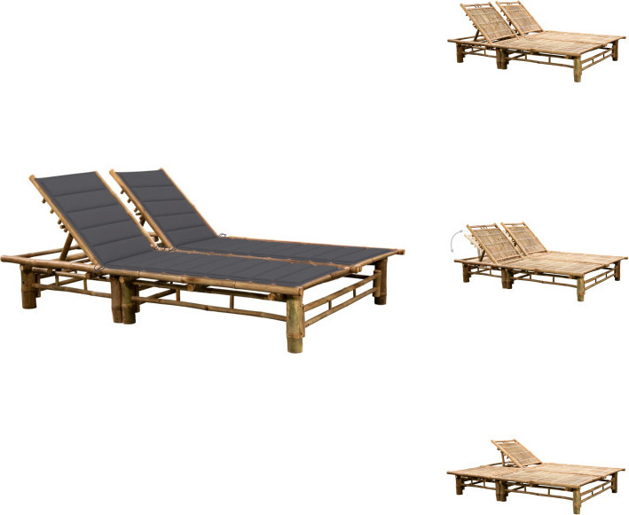 vidaXL Lehátko pre 2 osoby s bambusovými vankúšmi - Lehátka