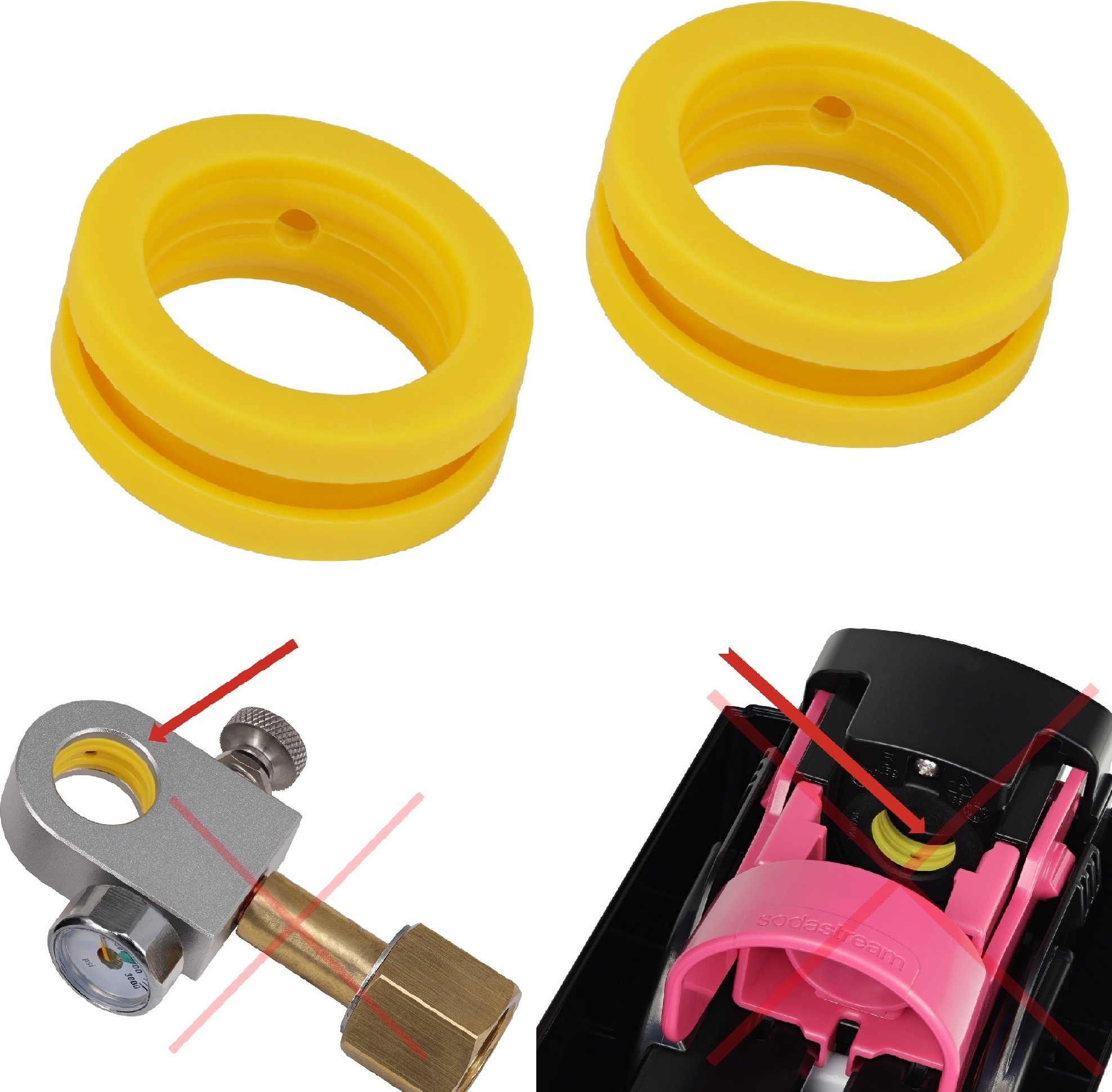 2x náhradné tesnenie pre fľašu C02 Quick Connect Pink kompatibilné s adaptérom Sodastream Duo - Crystal 3.0 - Gaia - Art -Terra a C02 Refil